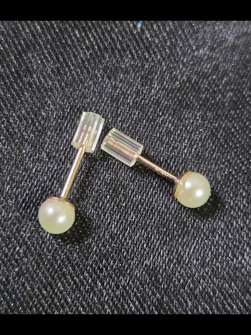 Gold Pearl Stud Earrings ✨️4mm AAA  Akoya Pearls✨️Stamped 14K Gold 1/20 - Picture 4 of 6